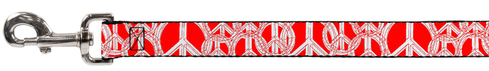 Dog Leash - Peace Sketch Red/White Dog Leashes Buckle-Down