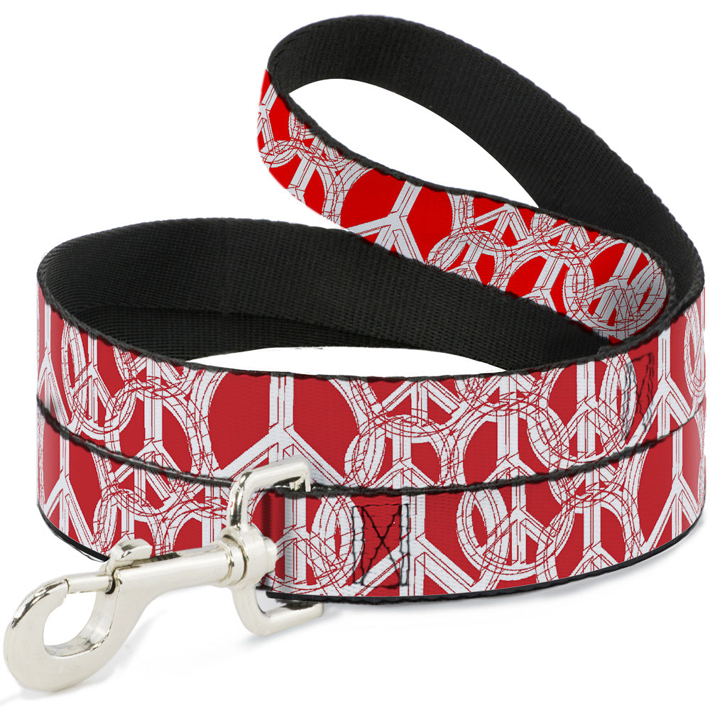 Dog Leash - Peace Sketch Red/White Dog Leashes Buckle-Down