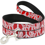 Dog Leash - Peace Sketch Red/White Dog Leashes Buckle-Down