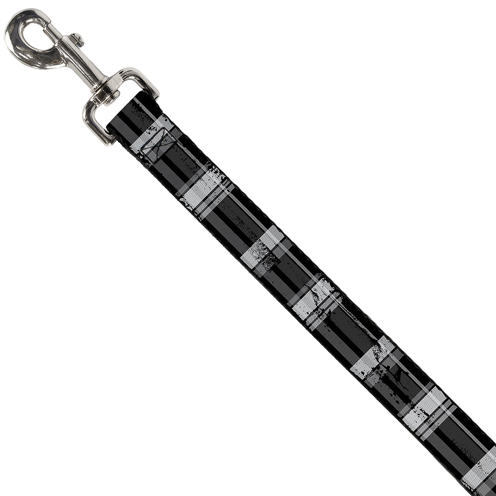 Dog Leash - Plaid Weathered Black/Gray/White Dog Leashes Buckle-Down