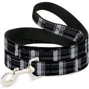Dog Leash - Plaid Weathered Black/Gray/White Dog Leashes Buckle-Down