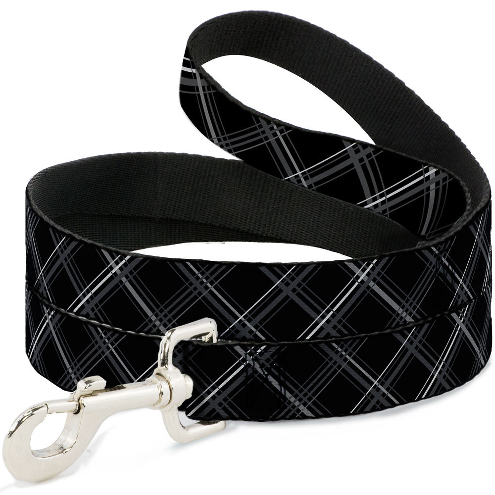 Dog Leash - Plaid X Black/Gray Dog Leashes Buckle-Down