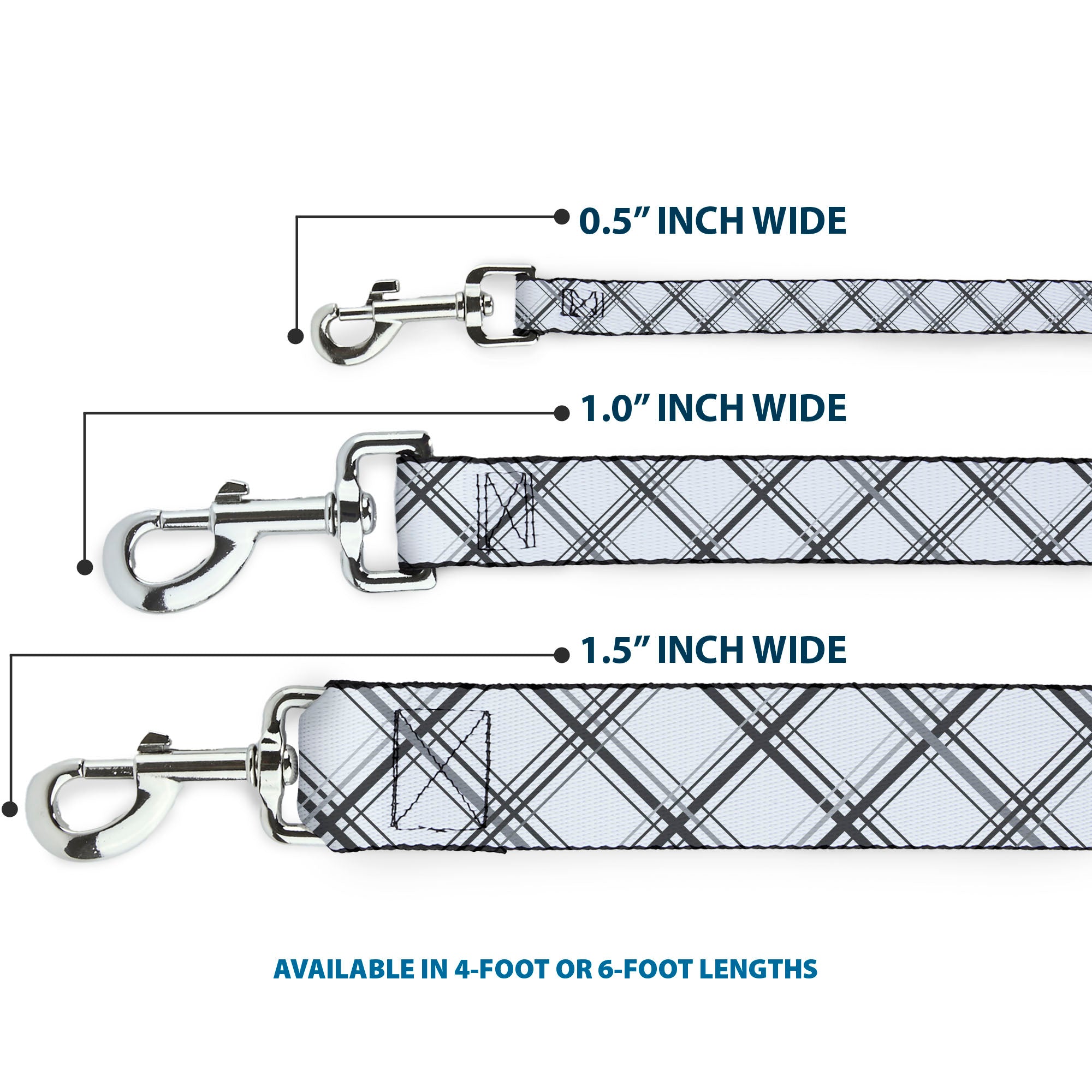 Dog Leash - Plaid X White/Gray Dog Leashes Buckle-Down