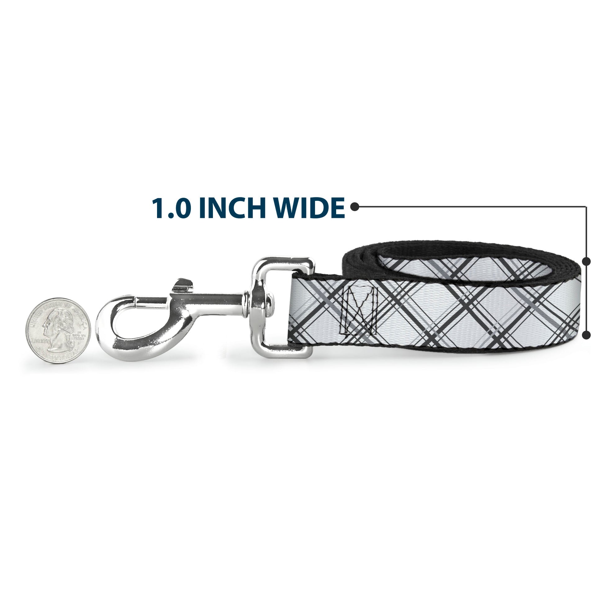 Dog Leash - Plaid X White/Gray Dog Leashes Buckle-Down