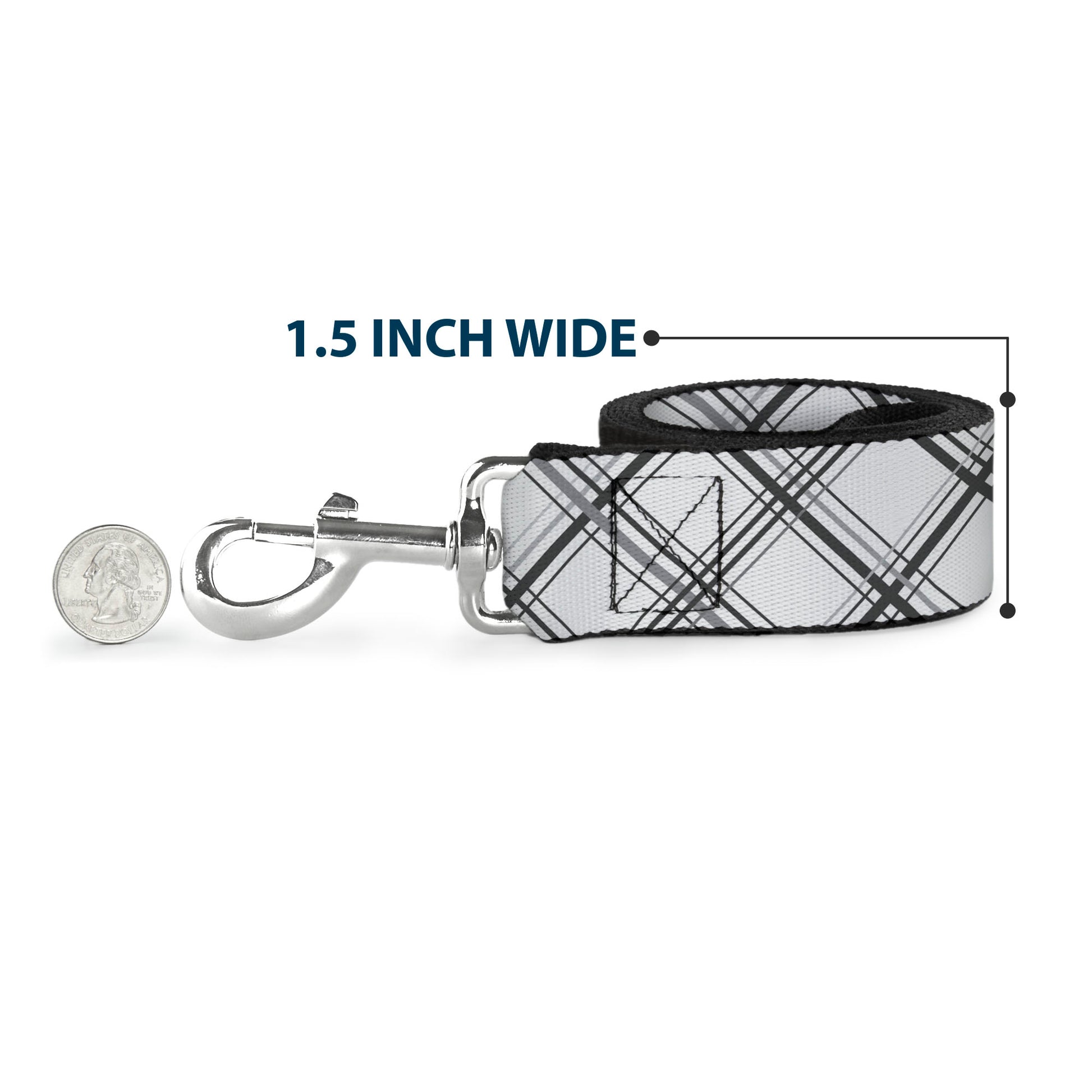 Dog Leash - Plaid X White/Gray Dog Leashes Buckle-Down