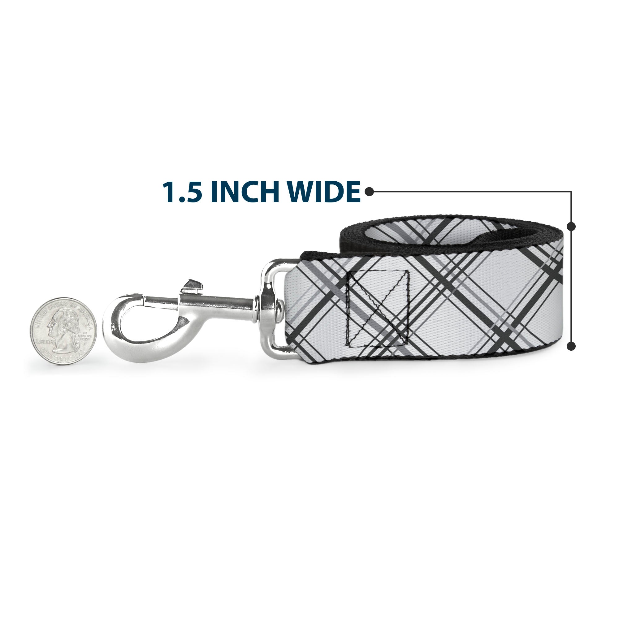 Dog Leash - Plaid X White/Gray Dog Leashes Buckle-Down