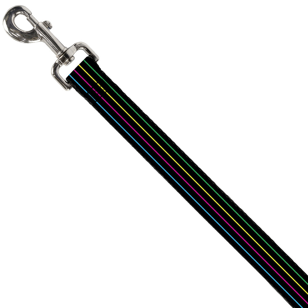 Dog Leash - Pinstripes Black/Multi Color Dog Leashes Buckle-Down