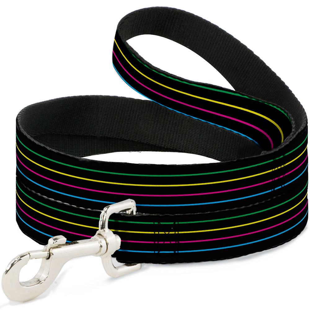 Dog Leash - Pinstripes Black/Multi Color Dog Leashes Buckle-Down