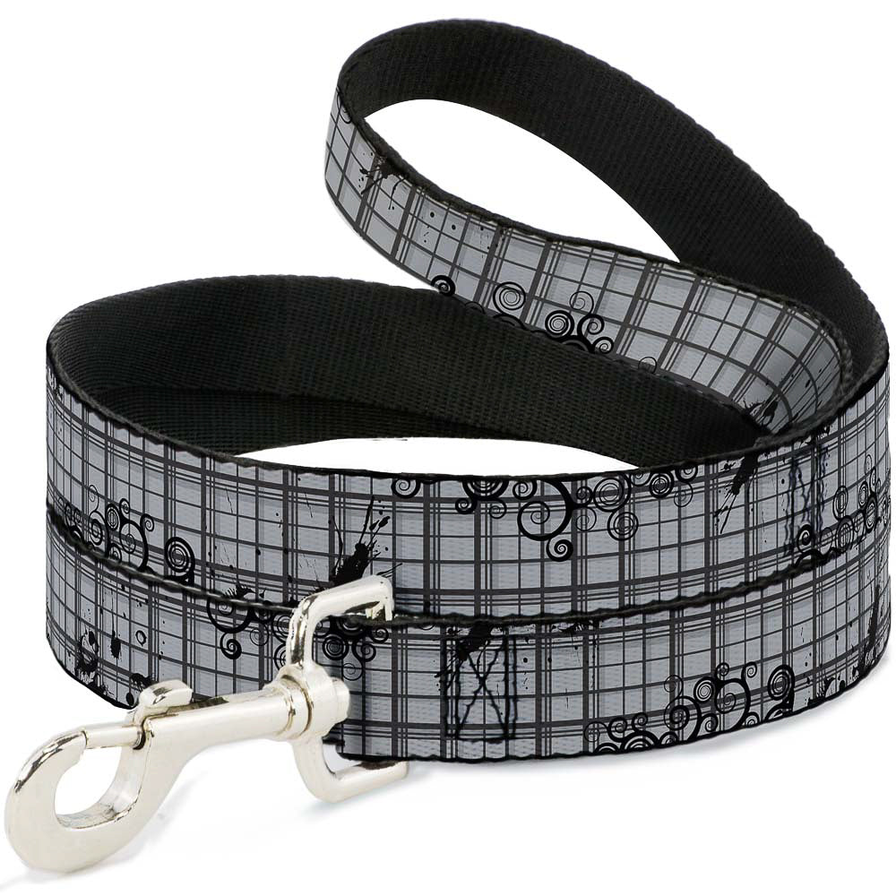 Dog Leash - Plaid Curls Gray Dog Leashes Buckle-Down
