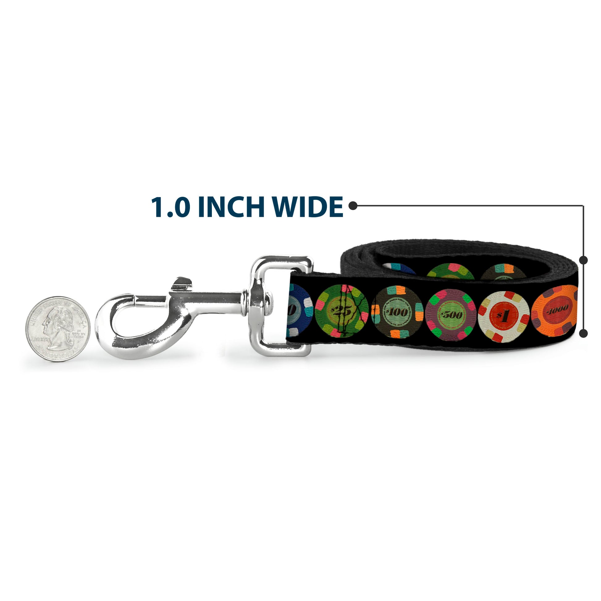Dog Leash - Poker Chips 1 Dog Leashes Buckle-Down