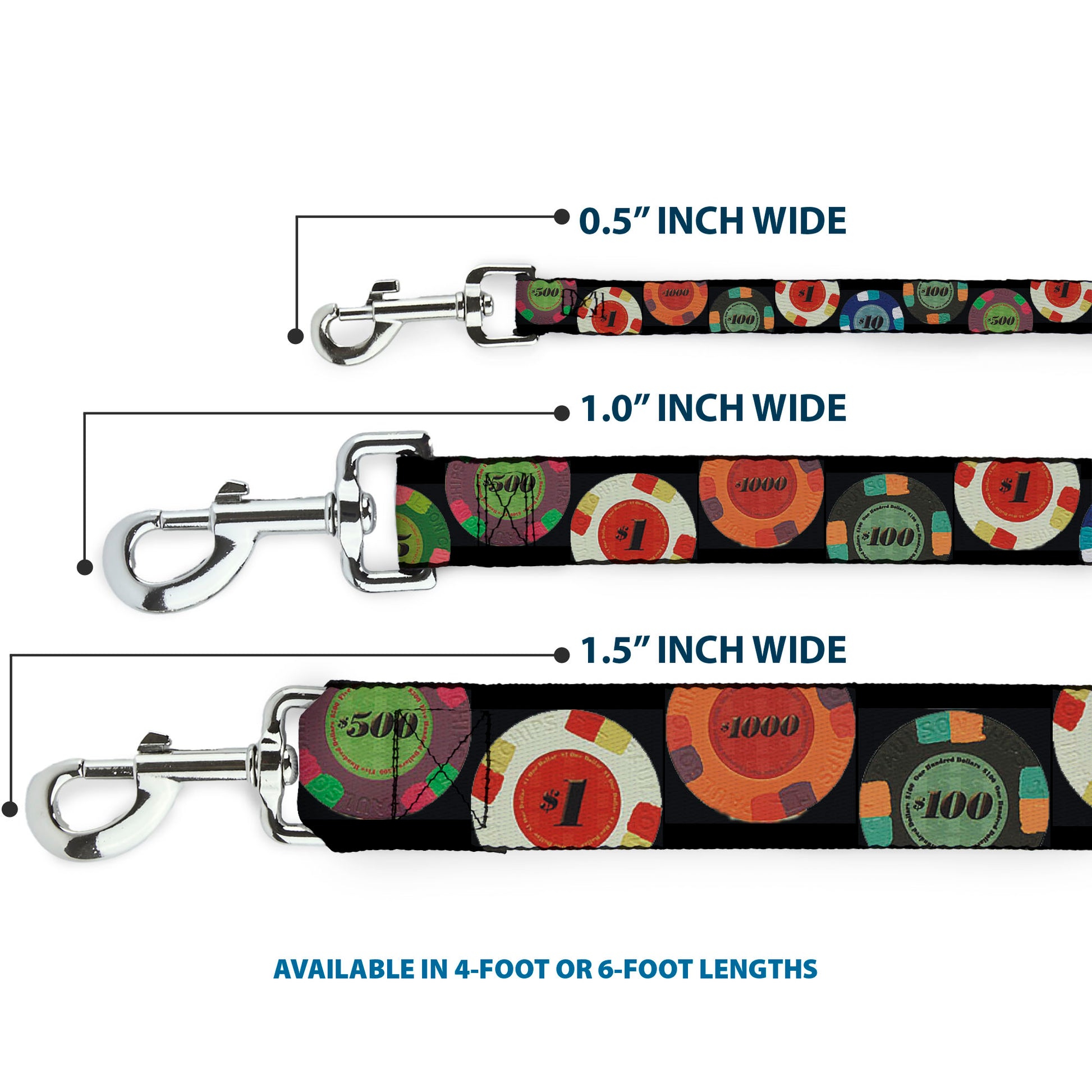 Dog Leash - Poker Chips 2 Dog Leashes Buckle-Down