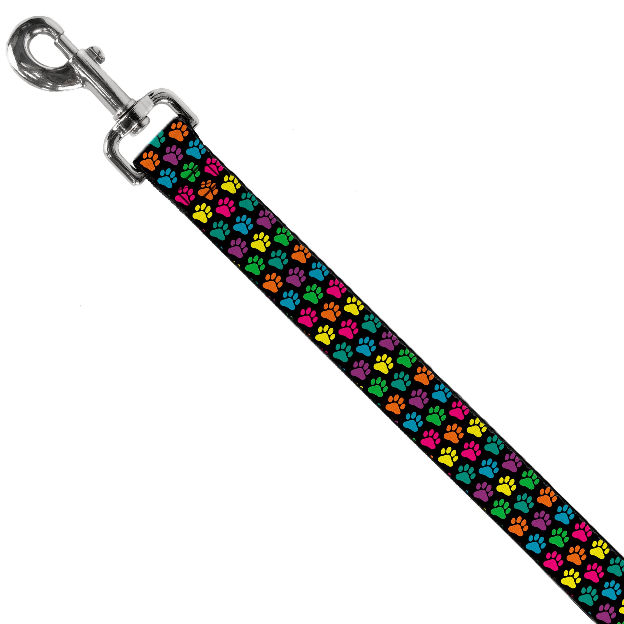 Dog Leash - Paw Print Black/Multi Color Dog Leashes Buckle-Down