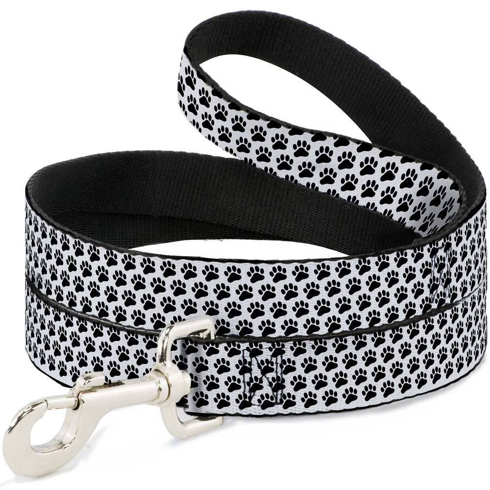 Dog Leash - Paw Print White/Black Dog Leashes Buckle-Down