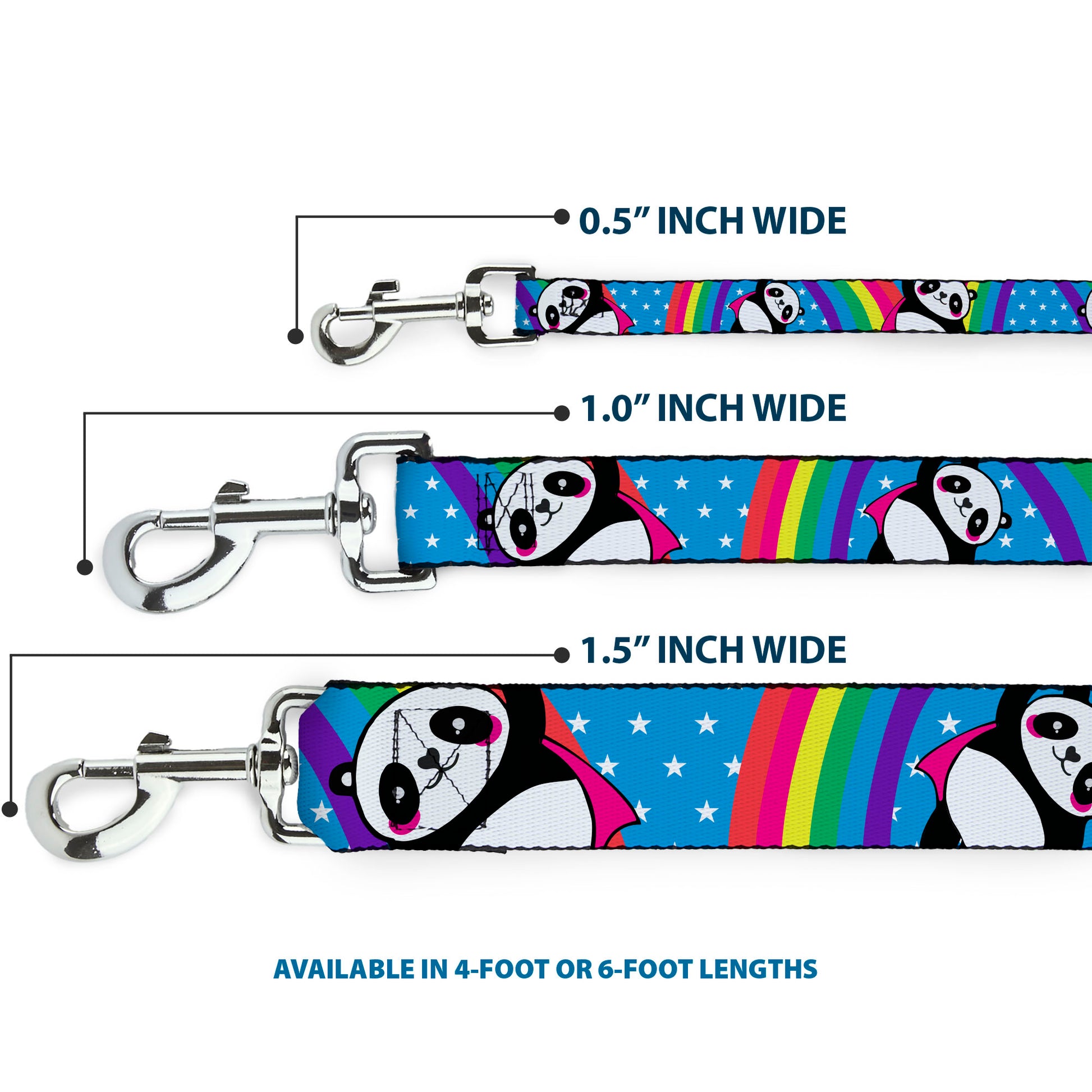 Dog Leash - Pandas & Rainbows w/Stars Dog Leashes Buckle-Down
