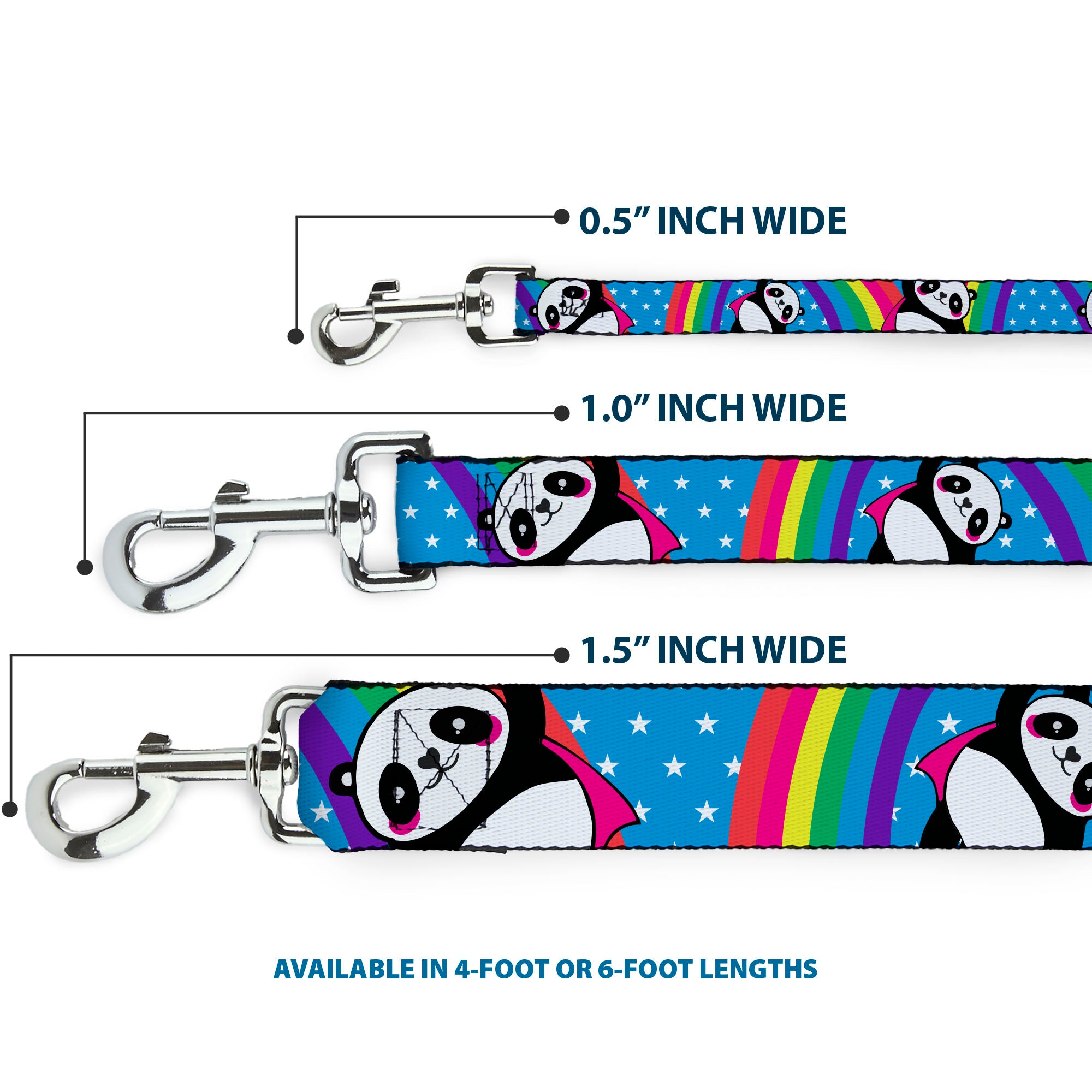 Dog Leash - Pandas & Rainbows w/Stars Dog Leashes Buckle-Down
