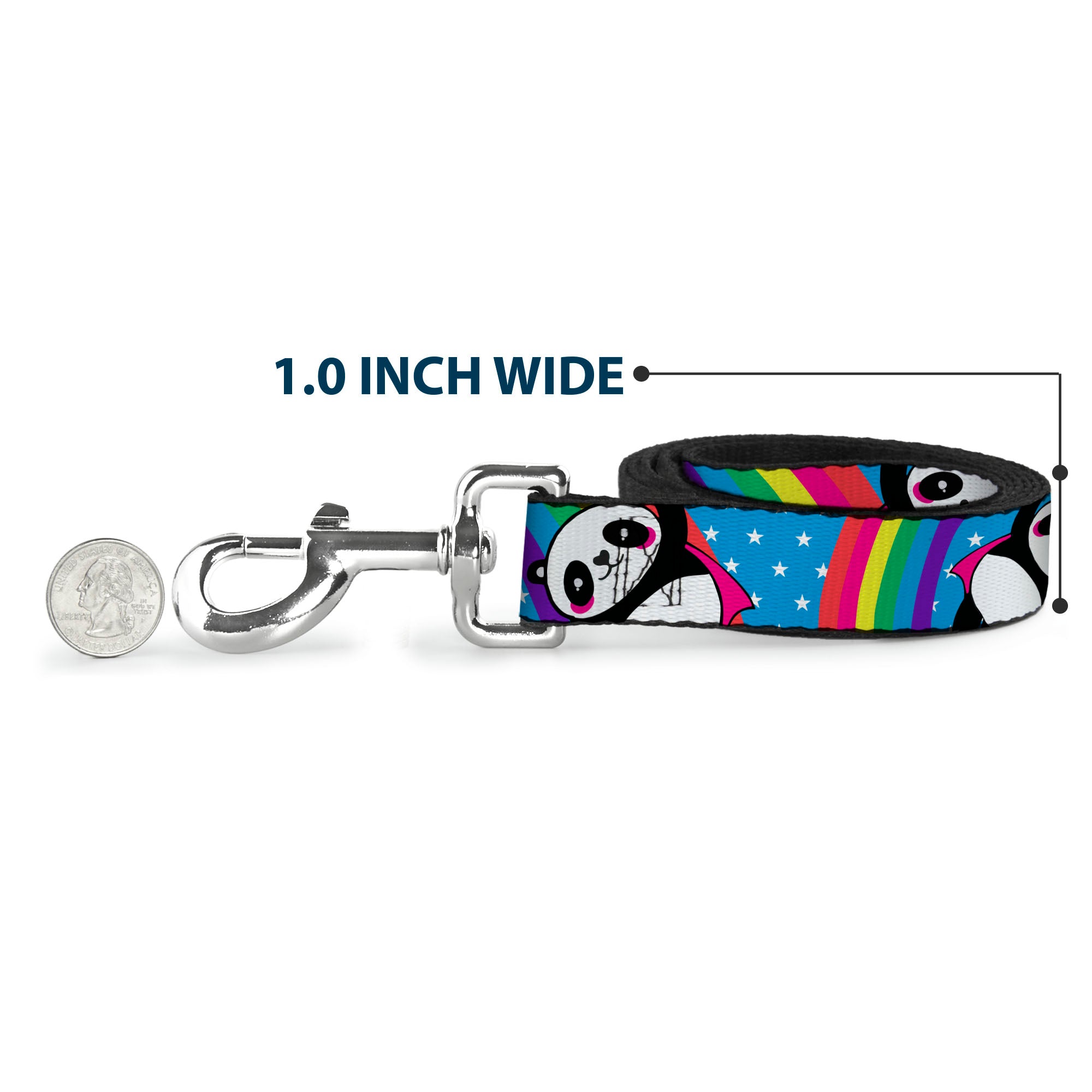Dog Leash - Pandas & Rainbows w/Stars Dog Leashes Buckle-Down