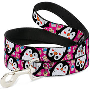 Dog Leash - Penguins w/Cupcakes Fuchsia/Purple/White Dog Leashes Buckle-Down