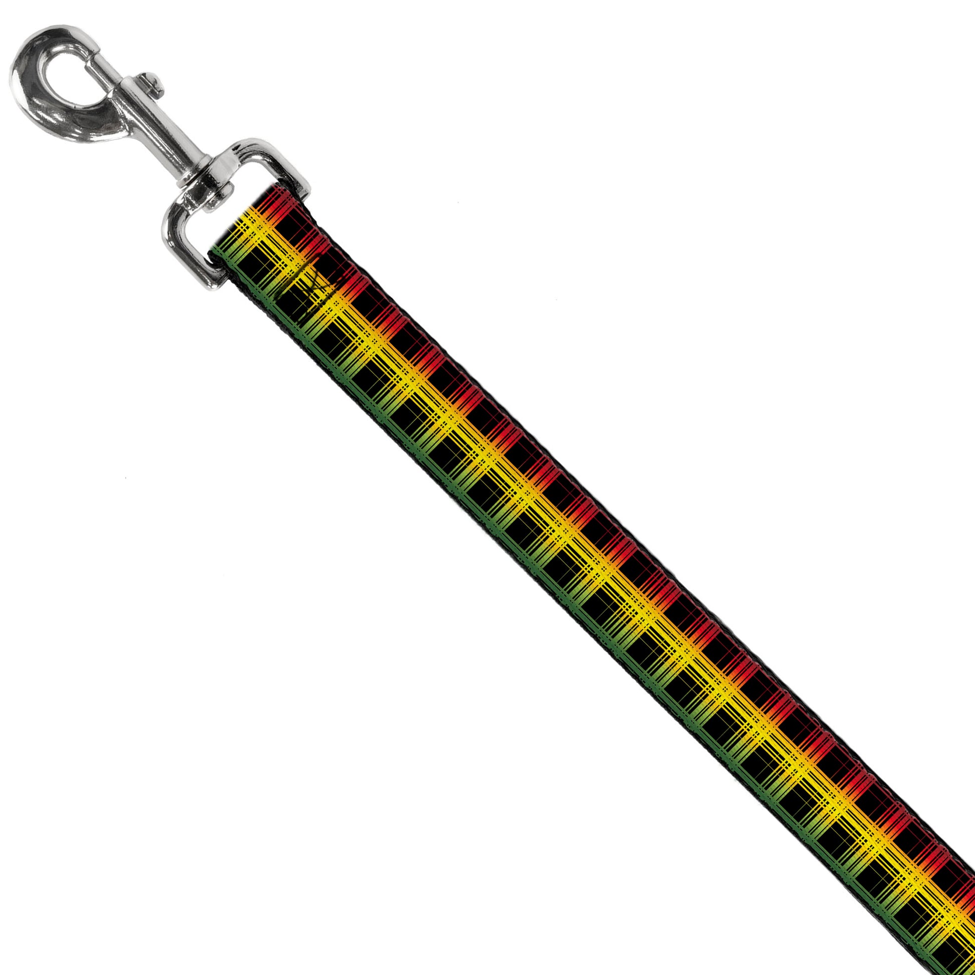 Dog Leash - Plaid Black/Rasta Dog Leashes Buckle-Down