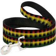 Dog Leash - Plaid Black/Rasta Dog Leashes Buckle-Down