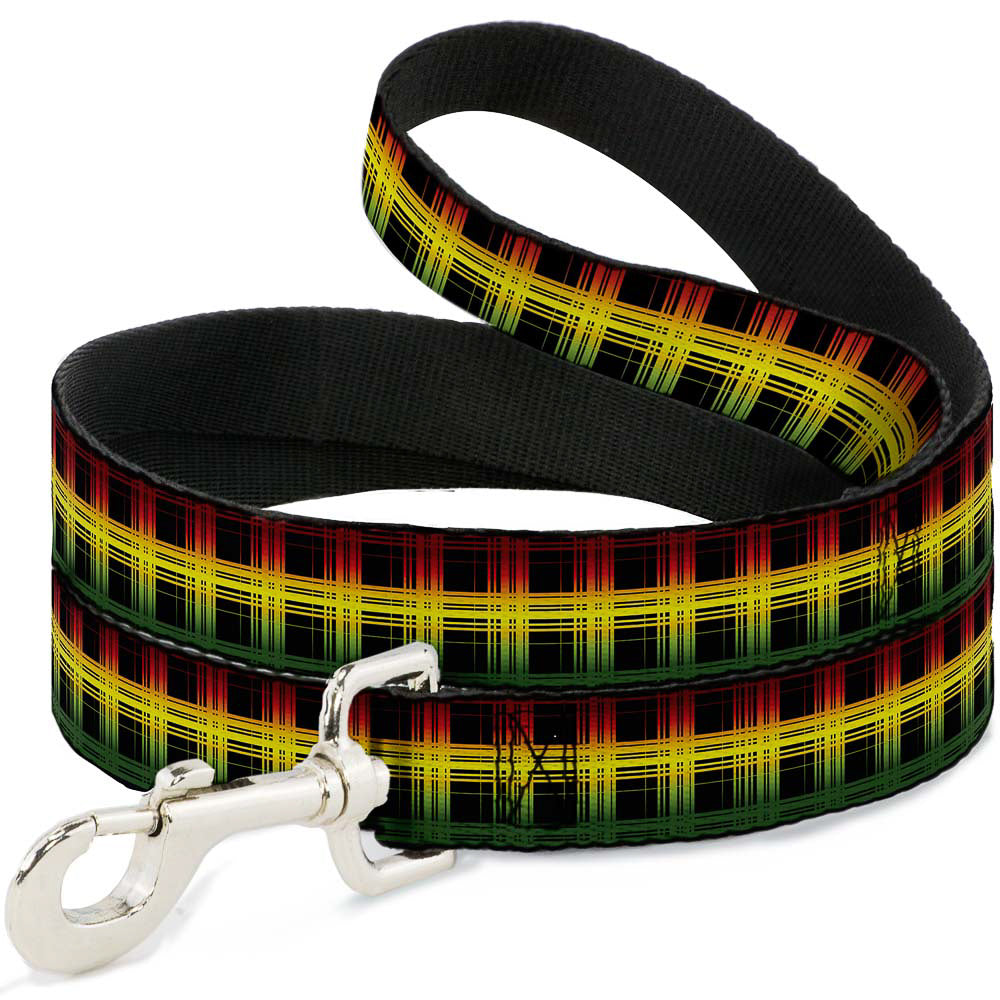 Dog Leash - Plaid Black/Rasta Dog Leashes Buckle-Down
