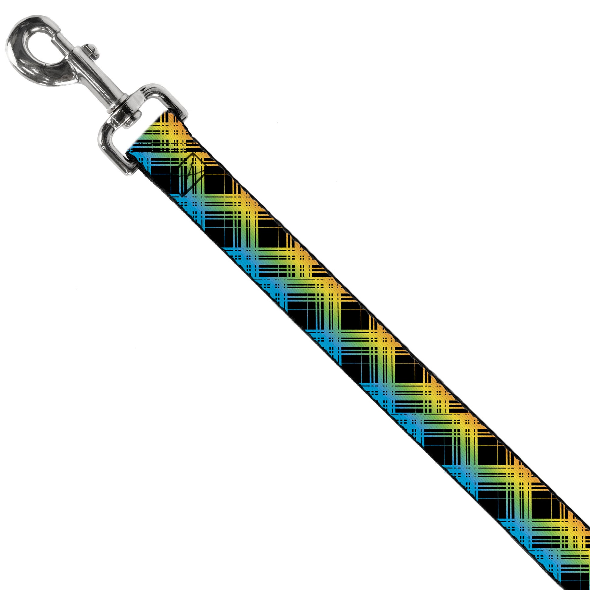 Dog Leash - Plaid X Gradient Black/Orange/Green/Blue Dog Leashes Buckle-Down