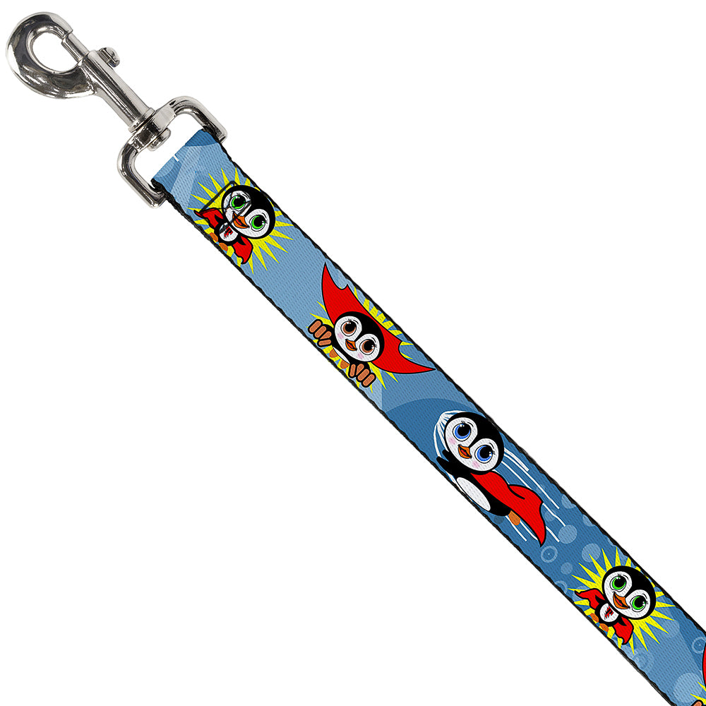 Dog Leash - Penguin Superhero Blue Bubbles Dog Leashes Buckle-Down