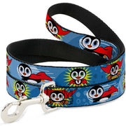 Dog Leash - Penguin Superhero Blue Bubbles Dog Leashes Buckle-Down