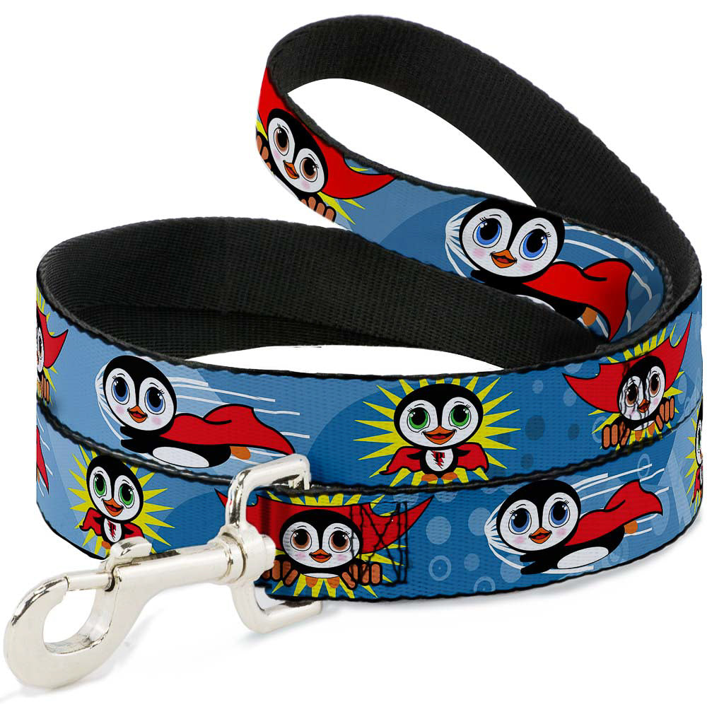 Dog Leash - Penguin Superhero Blue Bubbles Dog Leashes Buckle-Down