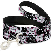 Dog Leash - Punk Princess Heart & Cross Bones w/Splatter Black/White Dog Leashes Buckle-Down
