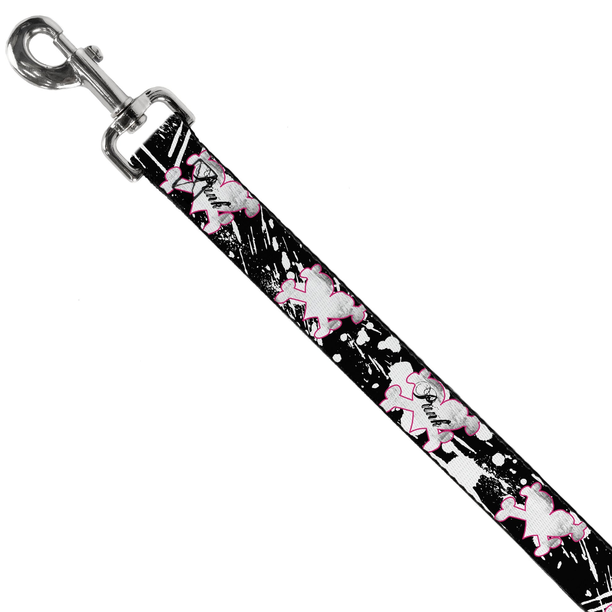 Dog Leash - Punk Heart & Cross Bones w/Splatter Black/White Dog Leashes Buckle-Down
