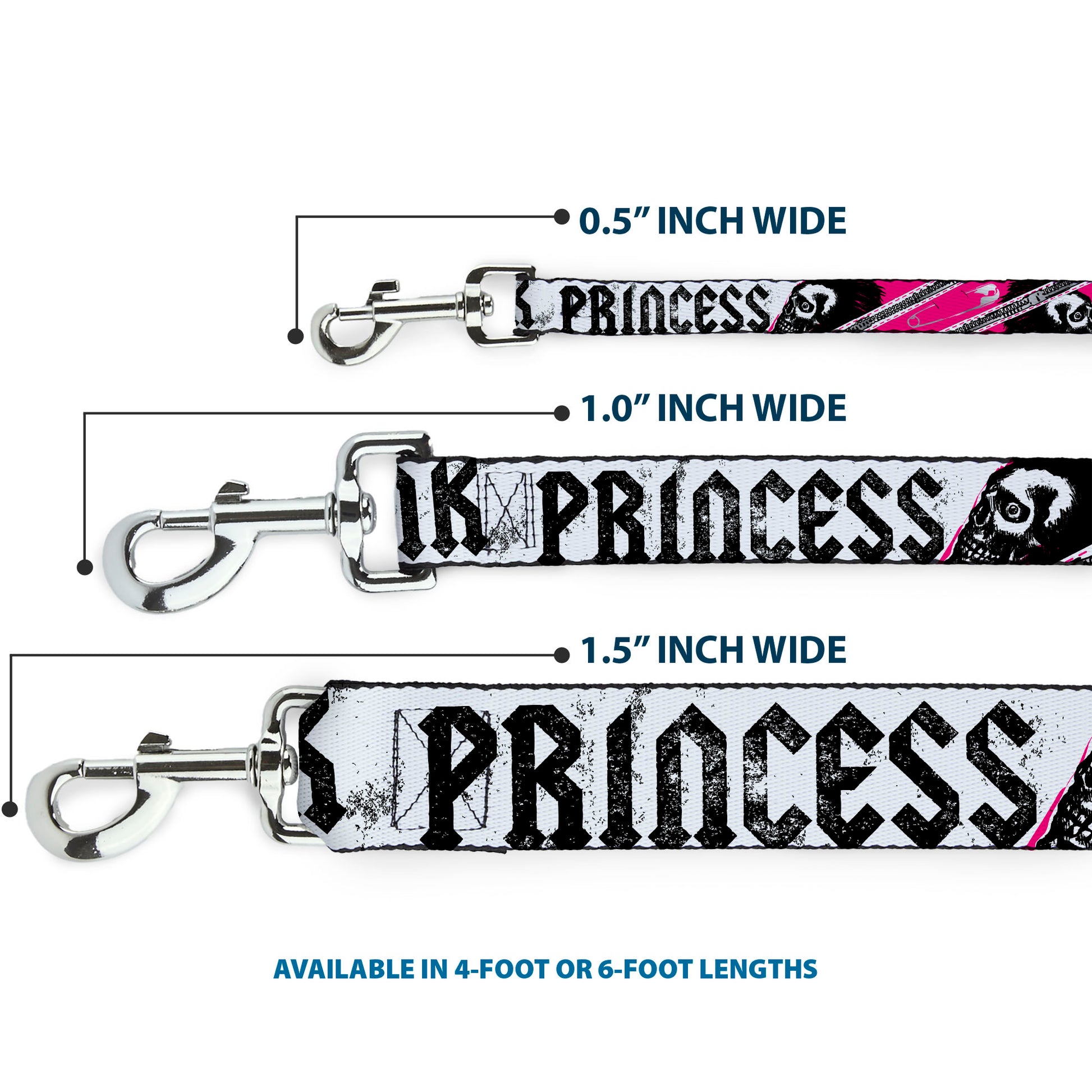 Dog Leash - Punk Princess w/Zippers & Skulls Dog Leashes Buckle-Down