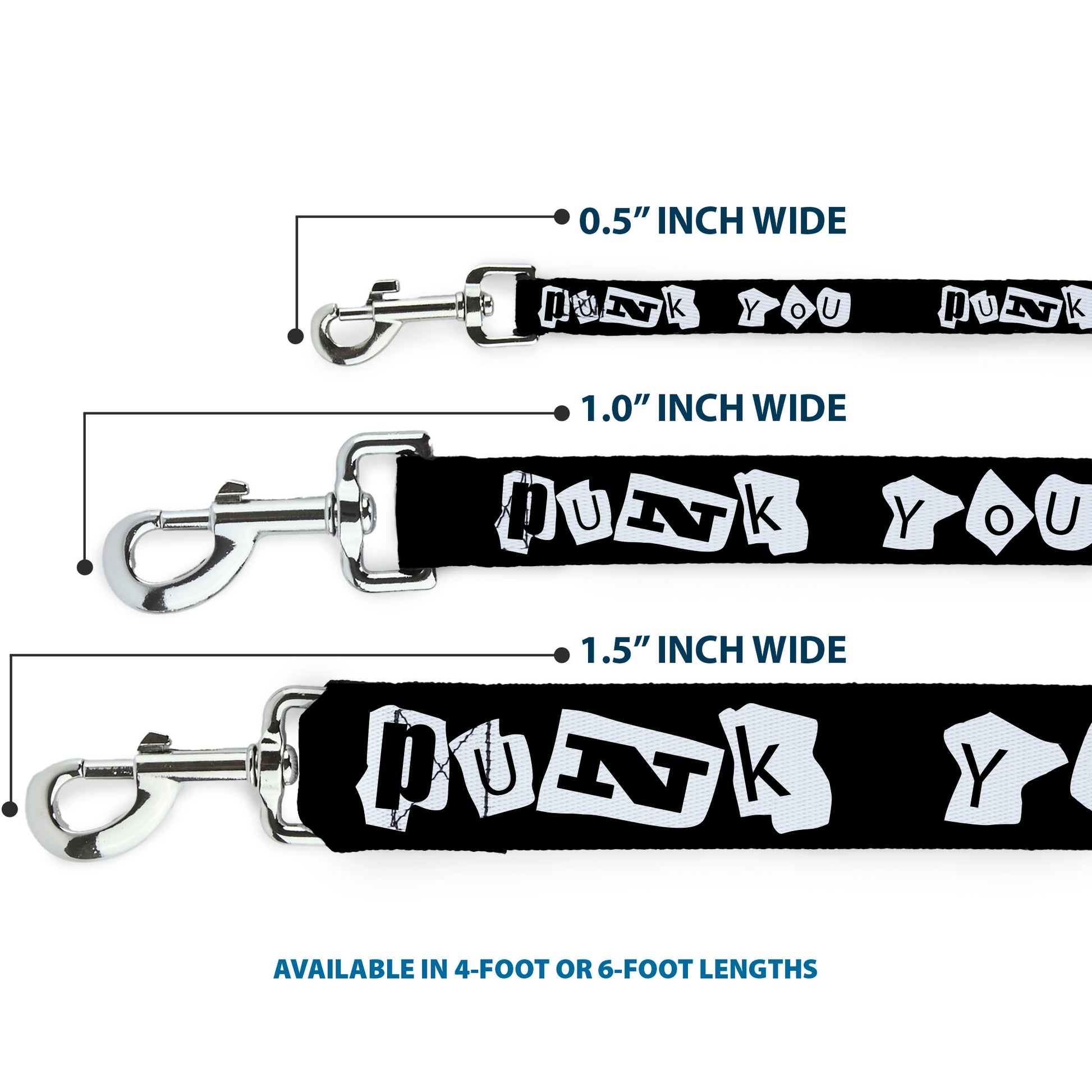 Dog Leash - Punk You Black/White Dog Leashes Buckle-Down