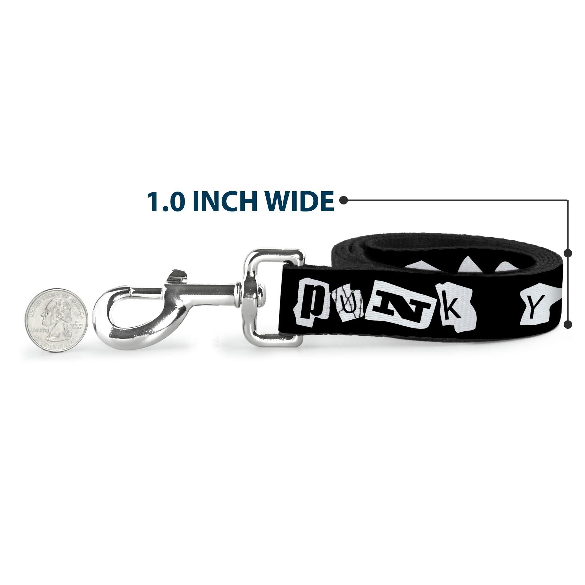 Dog Leash - Punk You Black/White Dog Leashes Buckle-Down