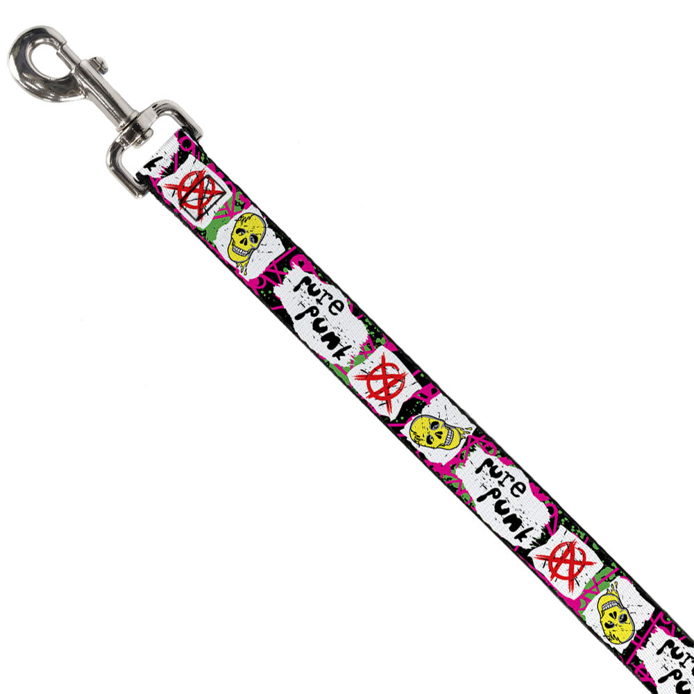 Dog Leash - Pure Punk w/Safety Pins Black/Fuchsia/White Dog Leashes Buckle-Down