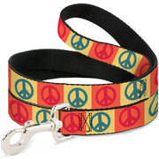 Dog Leash - Peace Blocks Red/Yellow/Blue Dog Leashes Buckle-Down