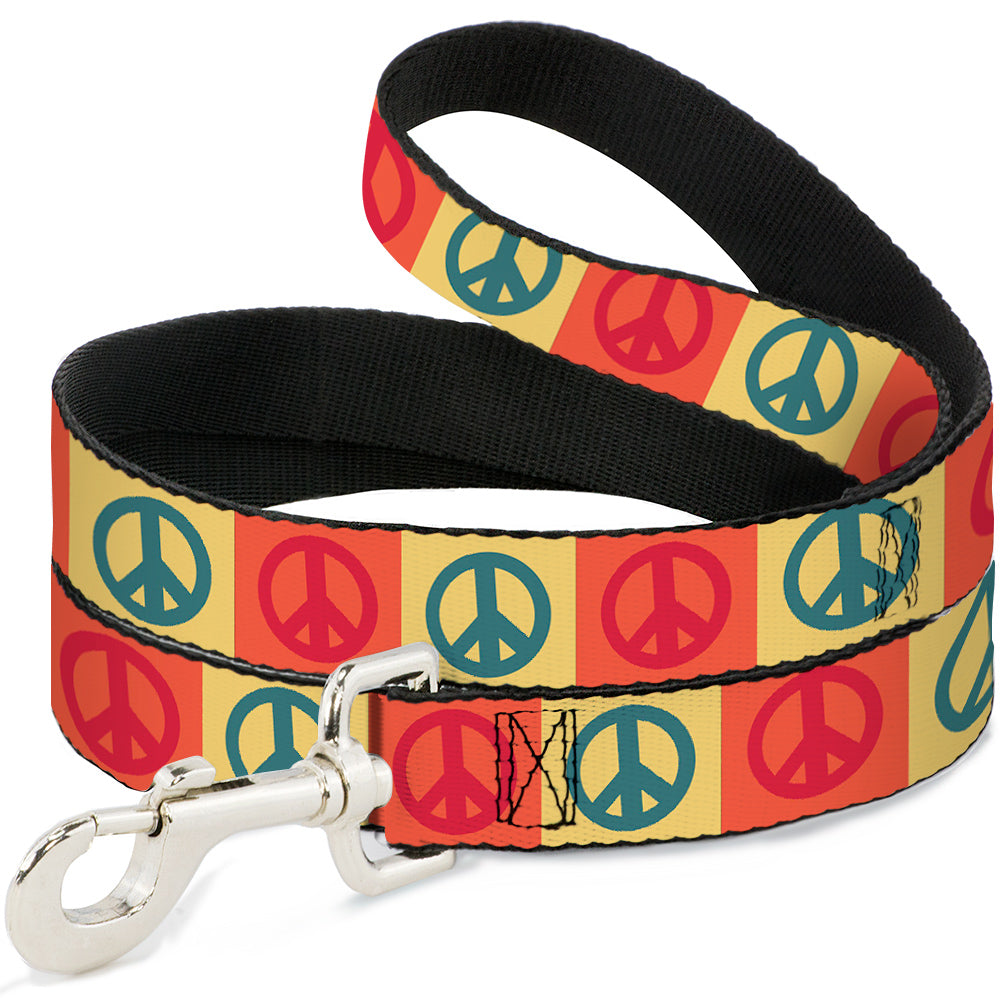 Dog Leash - Peace Blocks Red/Yellow/Blue Dog Leashes Buckle-Down