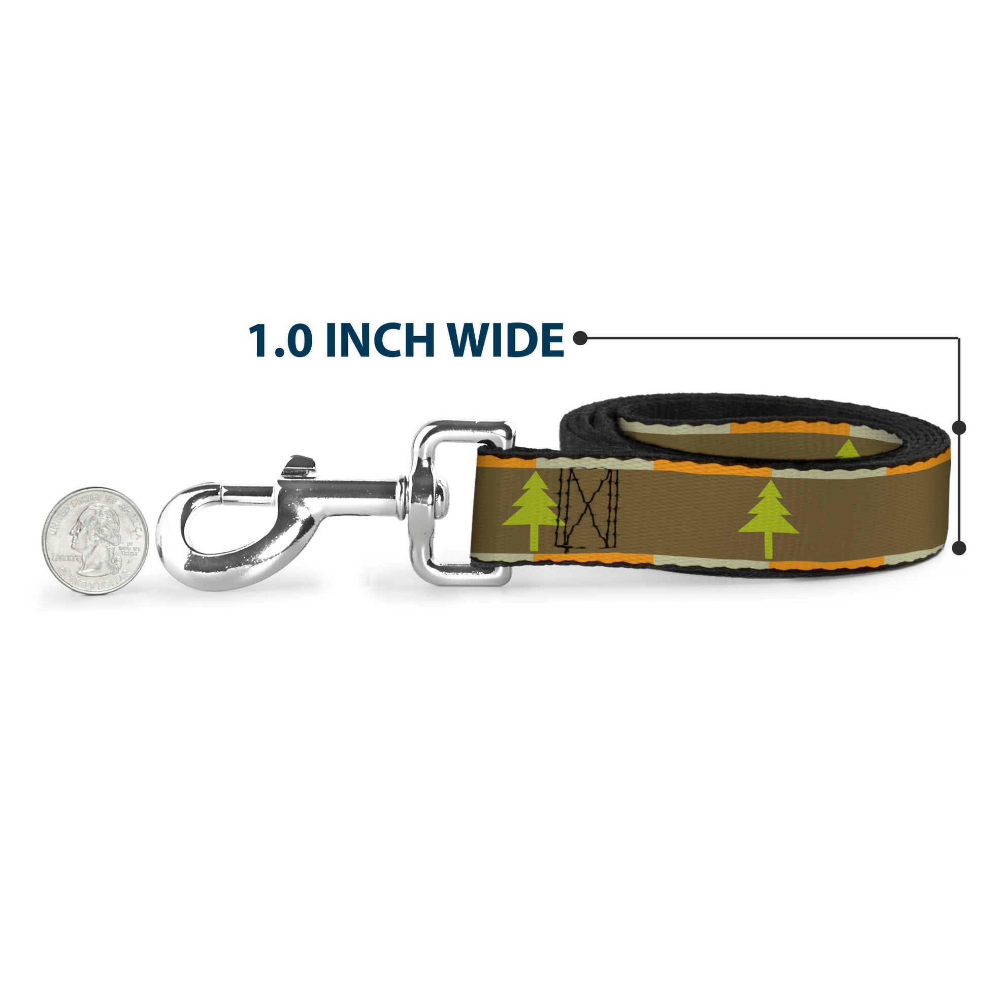 Dog Leash - Pine Trees Blocks Olive/Orange/Tan Dog Leashes Buckle-Down
