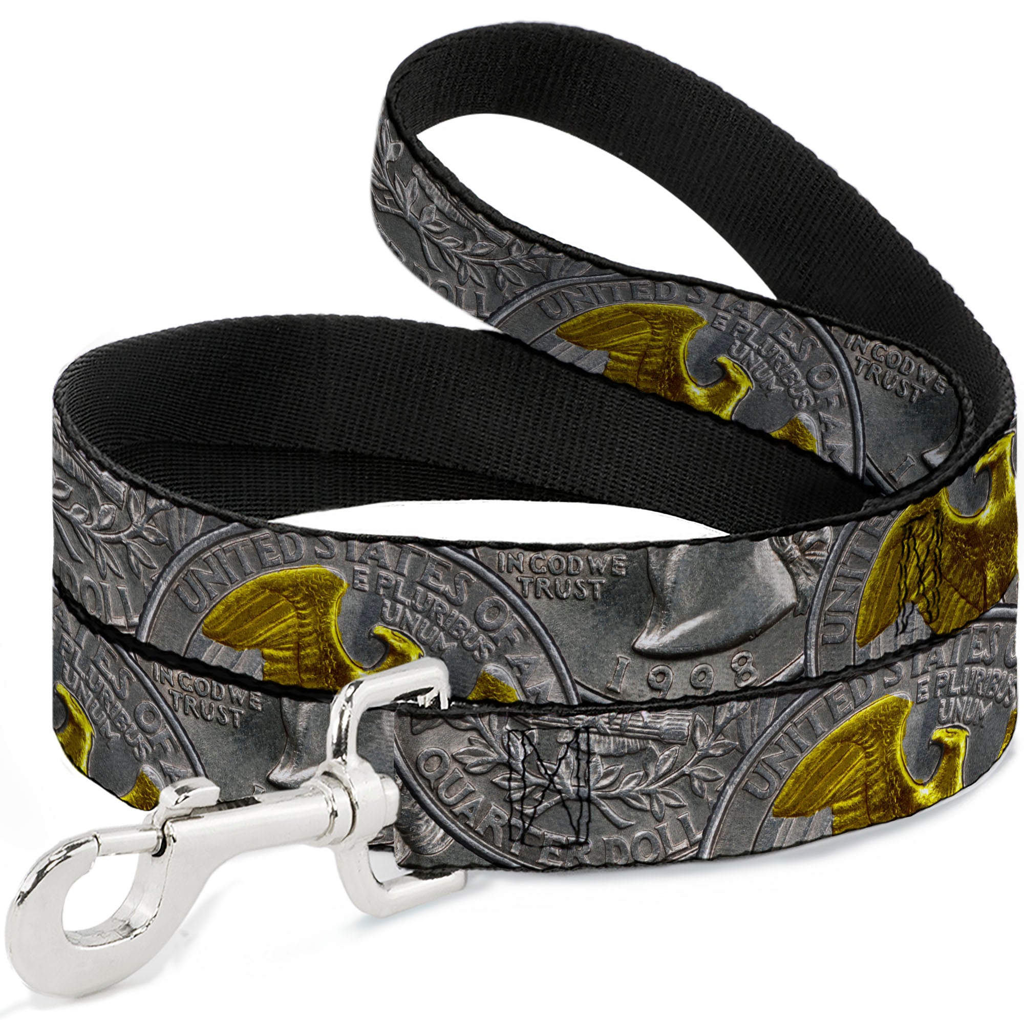 Dog Leash - Quarter Coins Stacked Silvery Gray/Golden Yellow Dog Leashes Buckle-Down