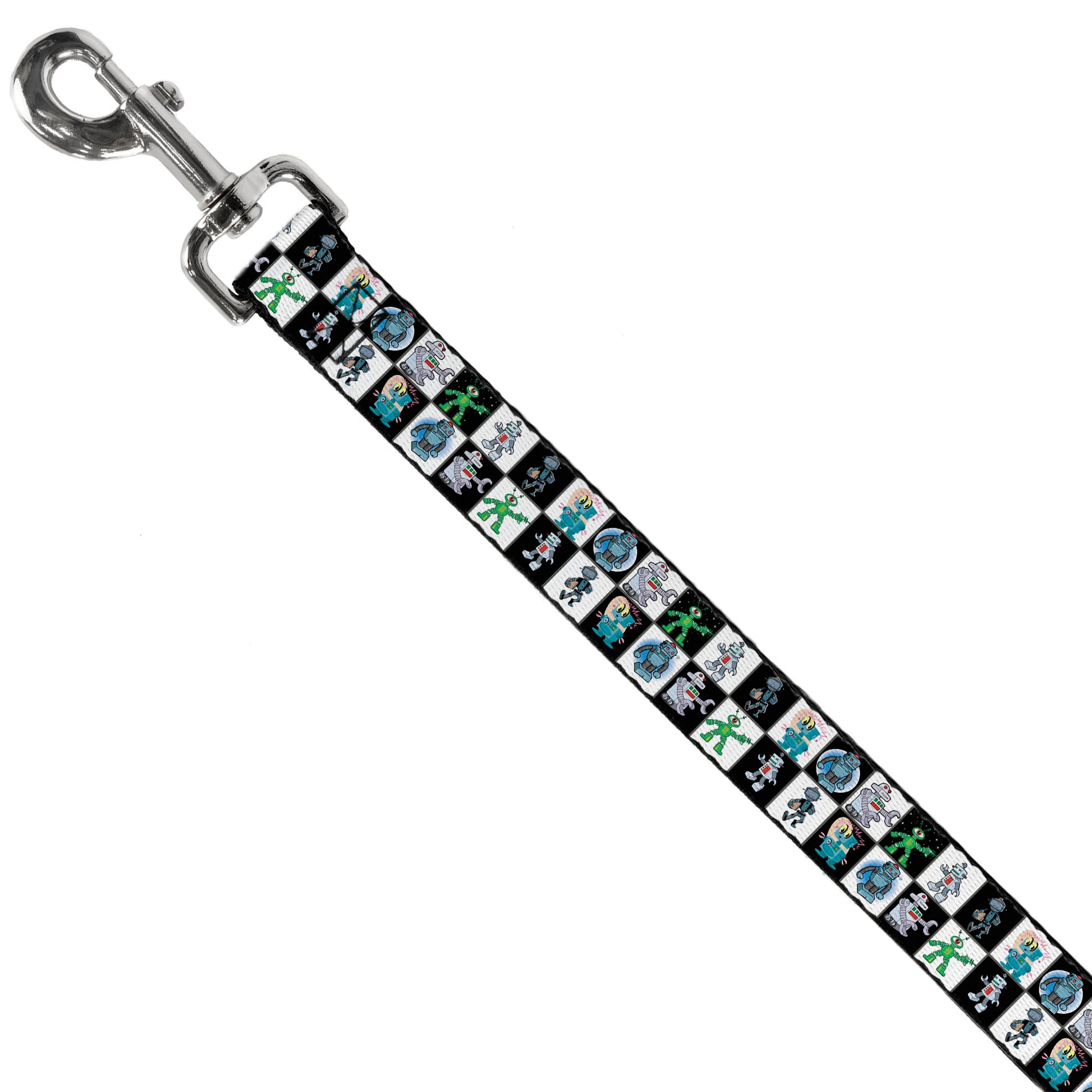 Dog Leash - Robot Checkers Black/White Dog Leashes Buckle-Down