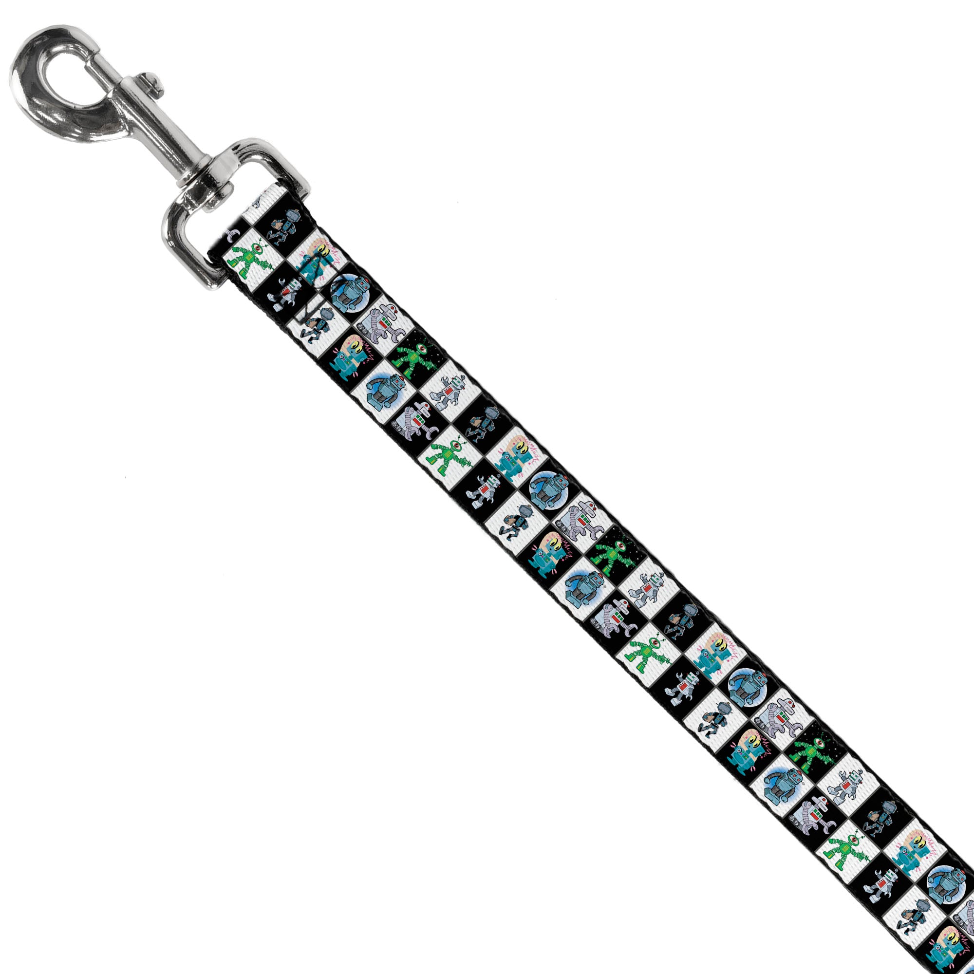 Dog Leash - Robot Checkers Black/White Dog Leashes Buckle-Down