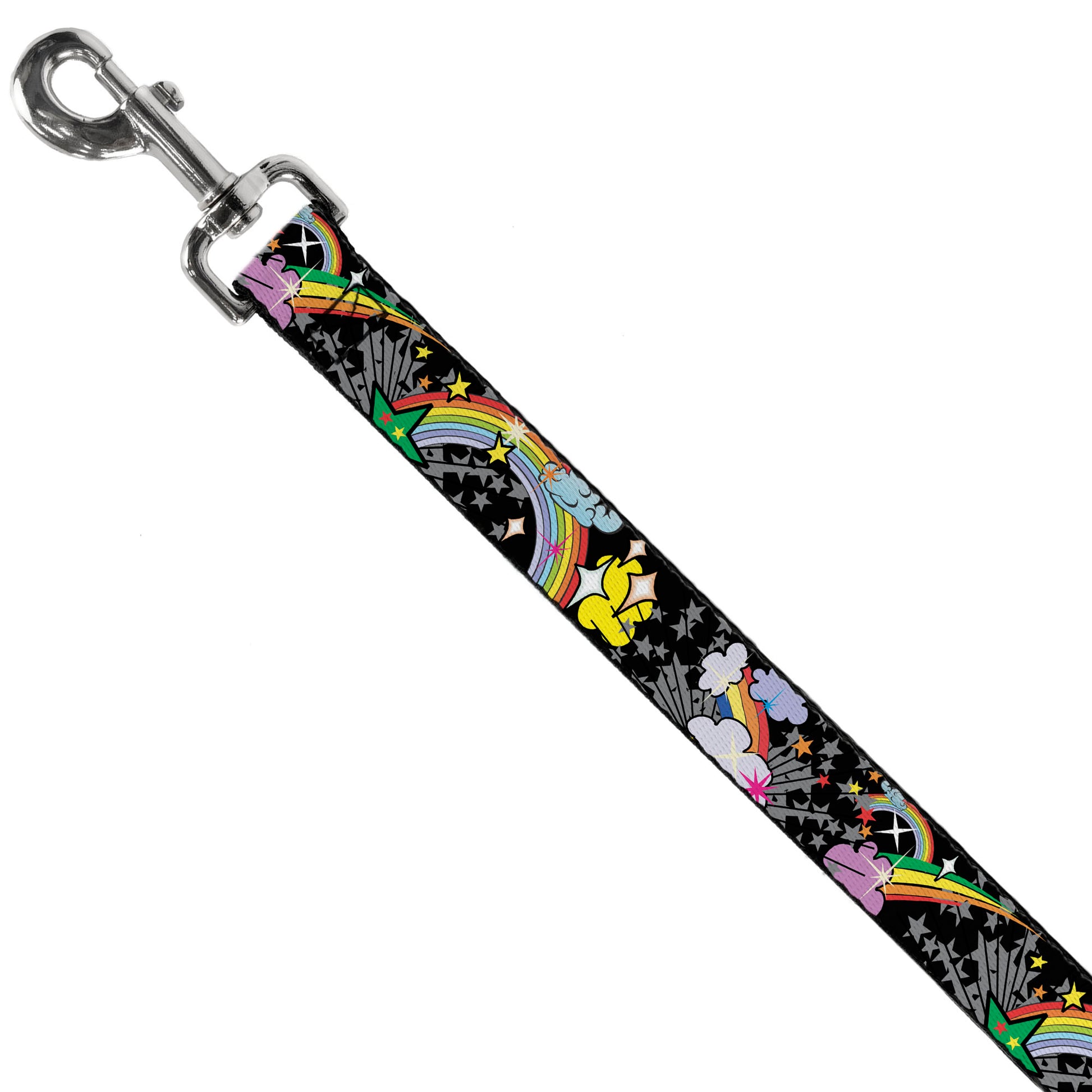 Dog Leash - Rainbow Cloud Stars Black Dog Leashes Buckle-Down