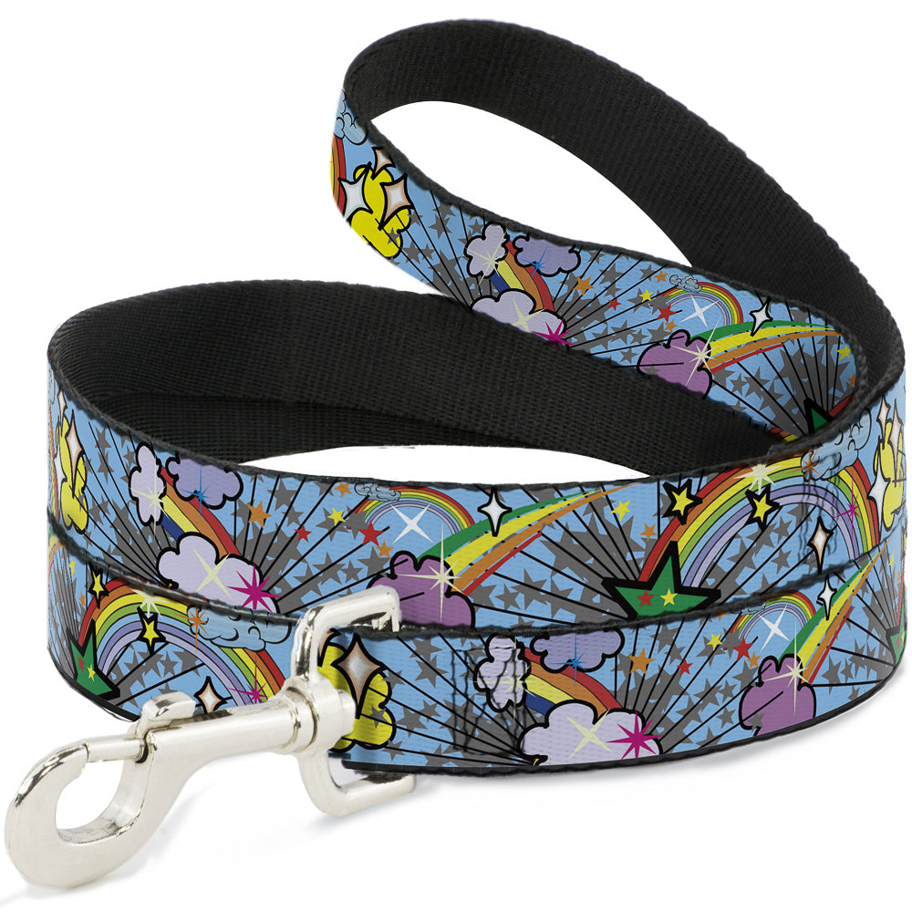 Dog Leash - Rainbow Cloud Stars Baby Blue Dog Leashes Buckle-Down