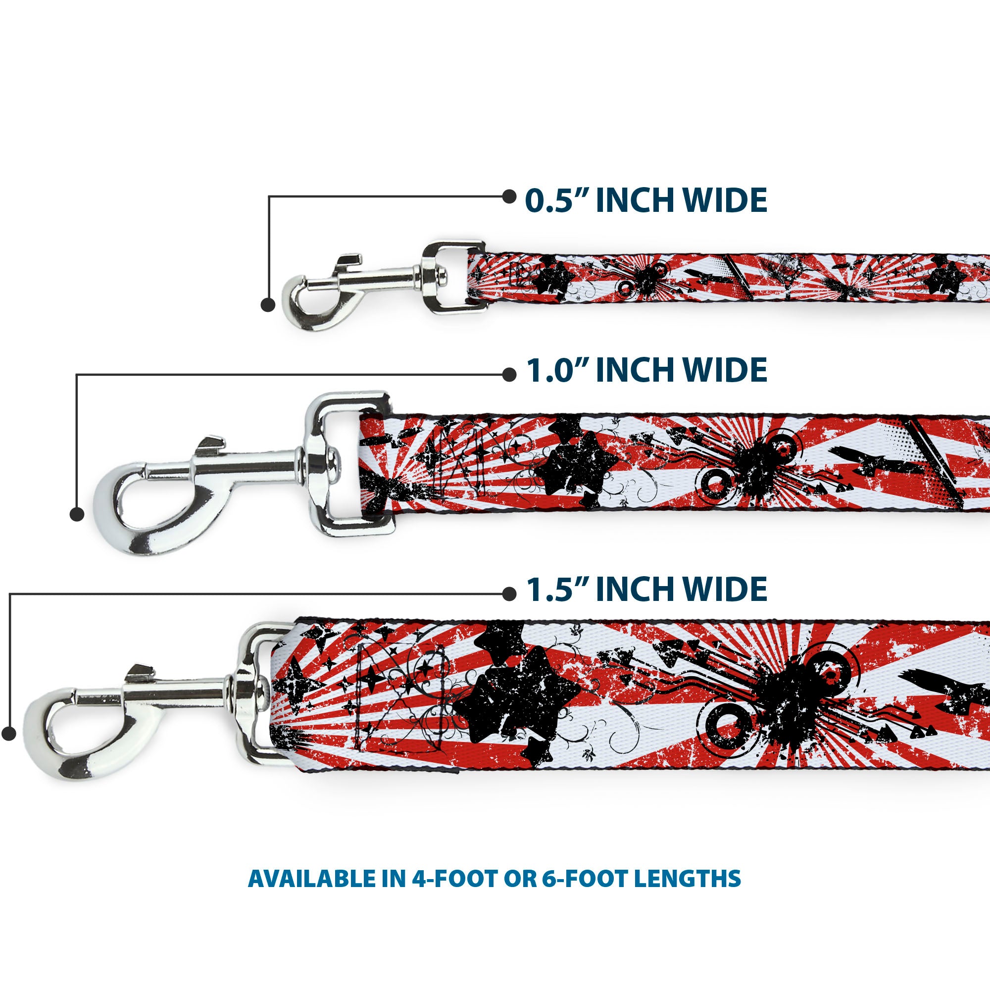 Dog Leash - Rising Sun White/Red Dog Leashes Buckle-Down