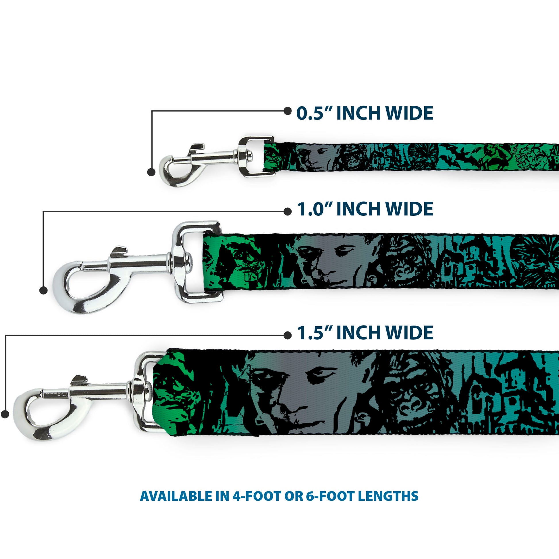 Dog Leash - Retro Monster Aqua/Black Dog Leashes Buckle-Down