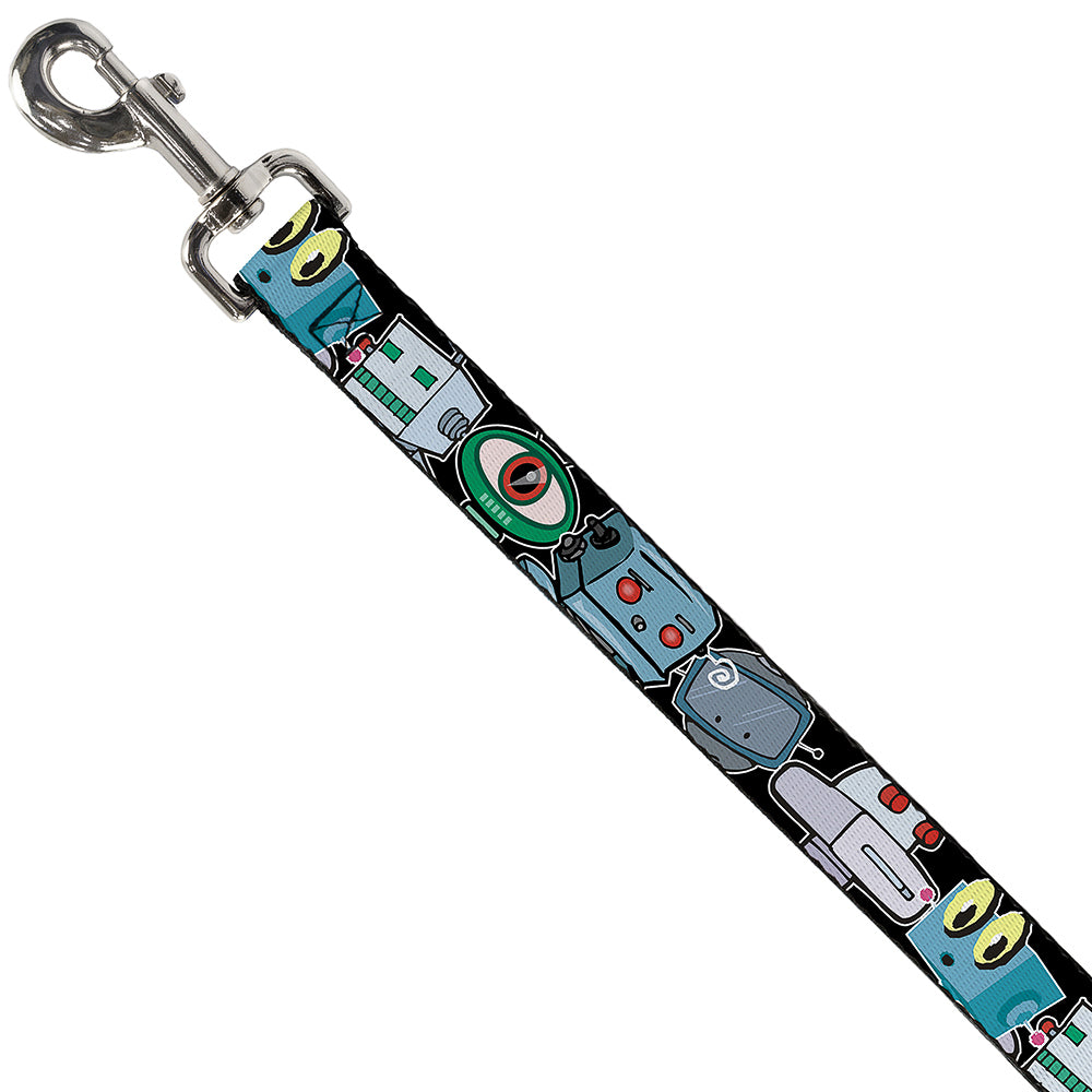 Dog Leash - Robots CLOSE-UP Black Dog Leashes Buckle-Down