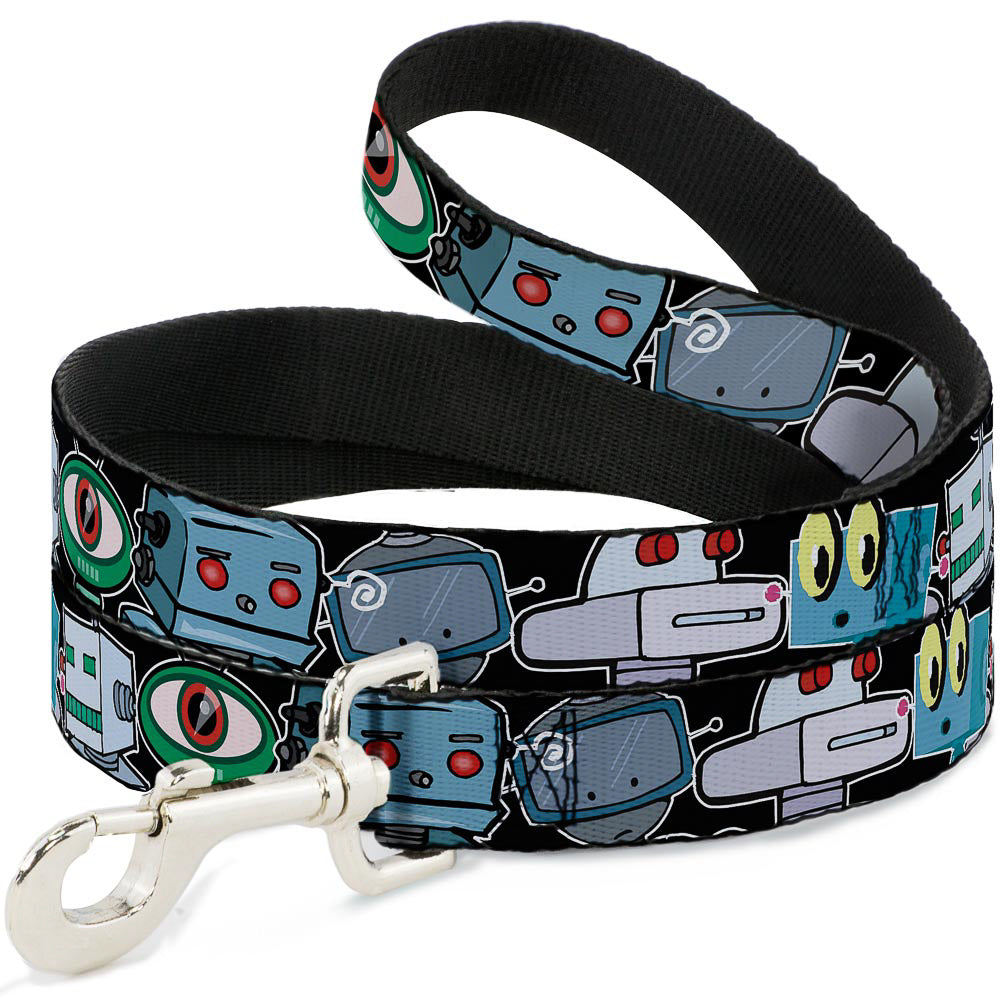 Dog Leash - Robots CLOSE-UP Black Dog Leashes Buckle-Down
