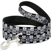 Dog Leash - Robot Heads Checkers Black/White Dog Leashes Buckle-Down
