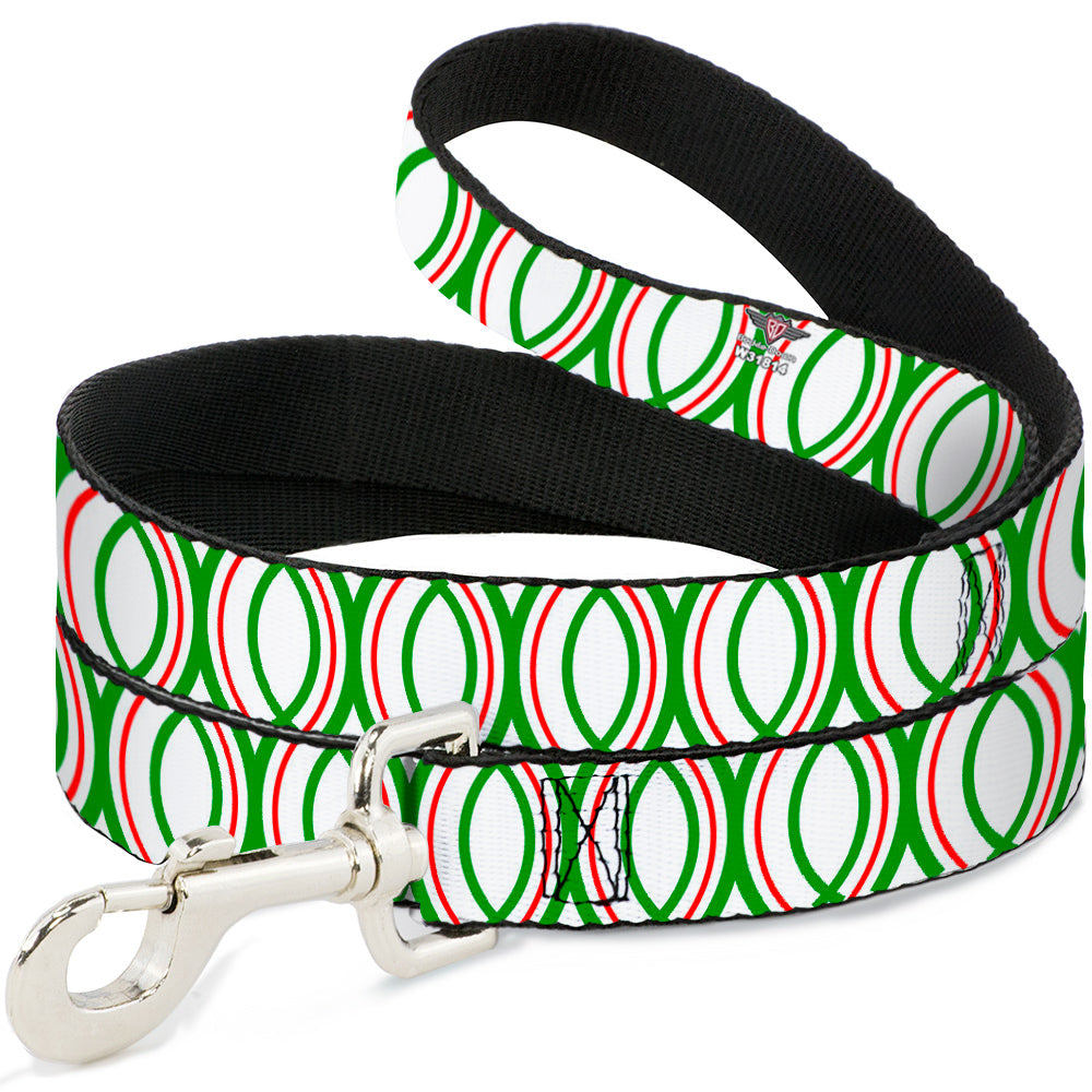 Dog Leash - Rings White/Green/Red Dog Leashes Buckle-Down