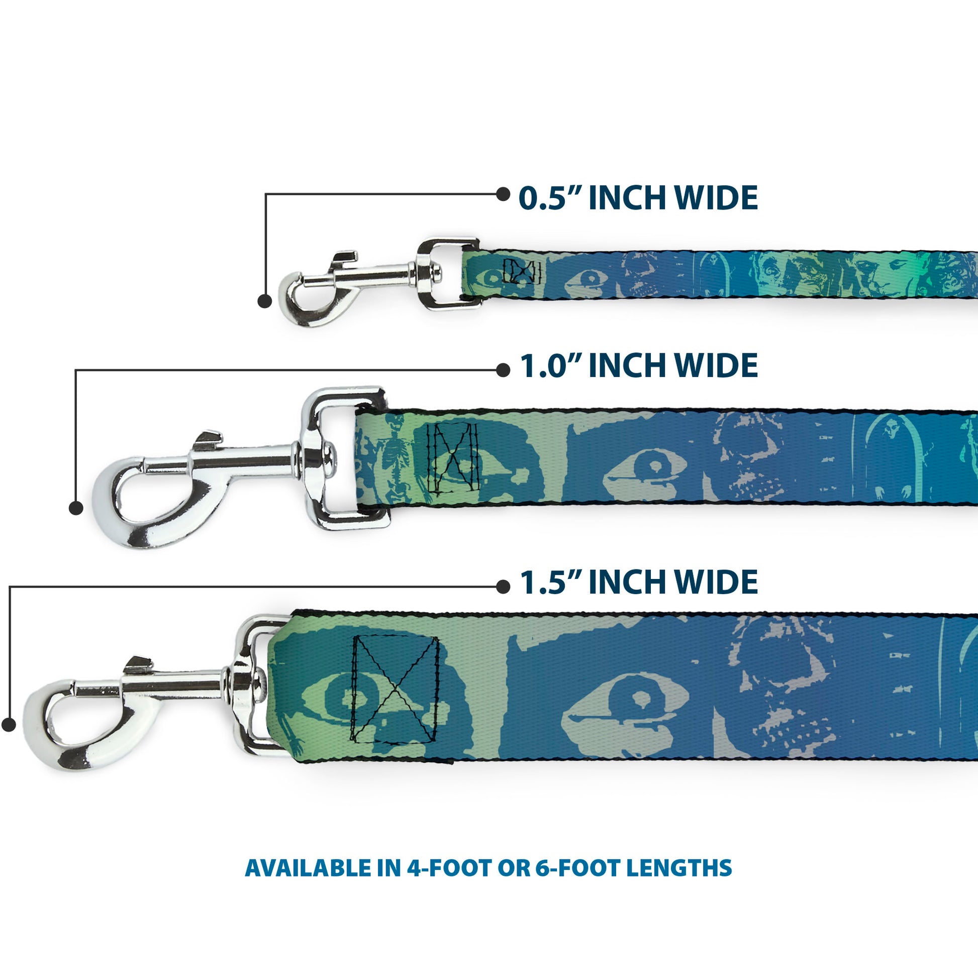 Dog Leash - Retro Monster Aqua Dog Leashes Buckle-Down