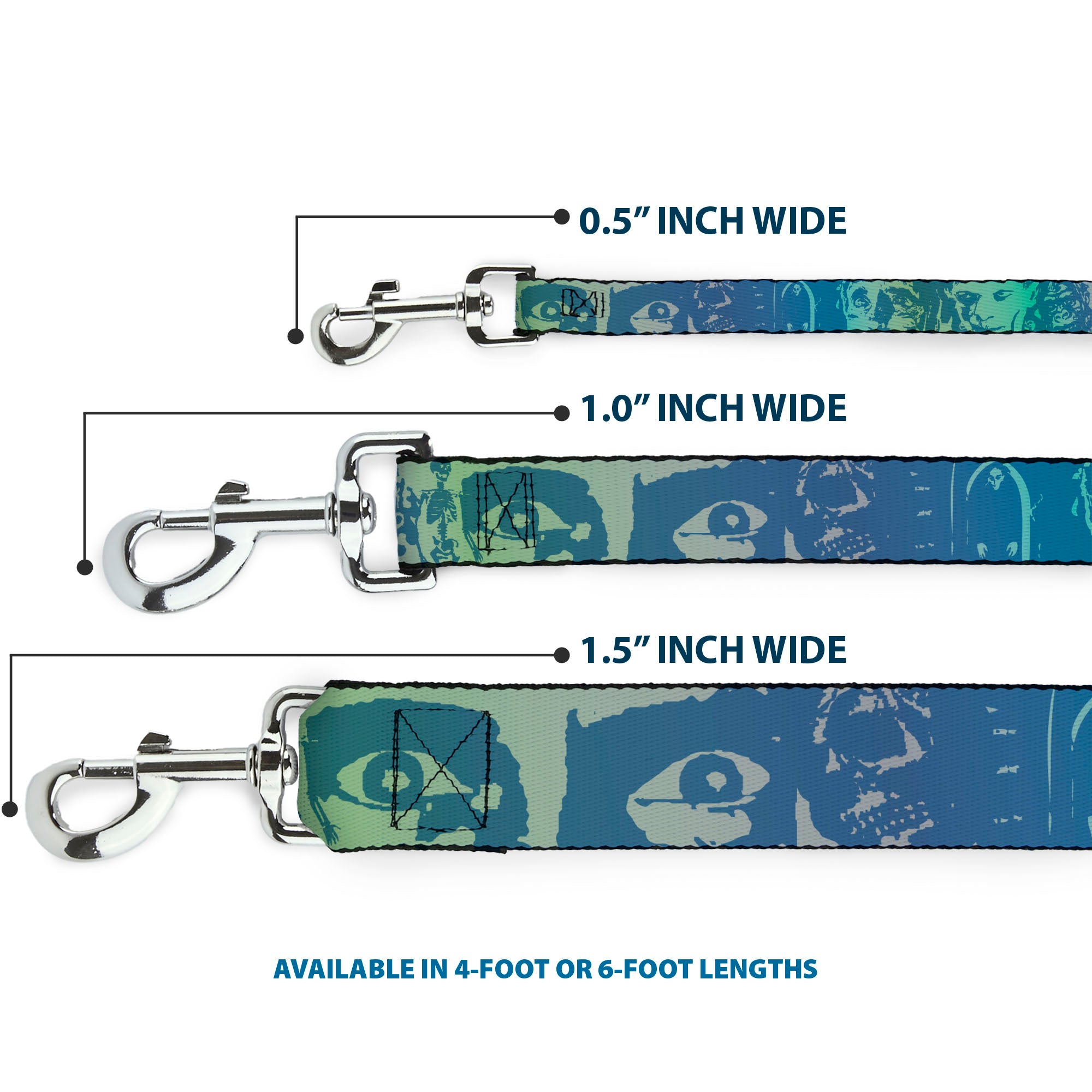 Dog Leash - Retro Monster Aqua Dog Leashes Buckle-Down